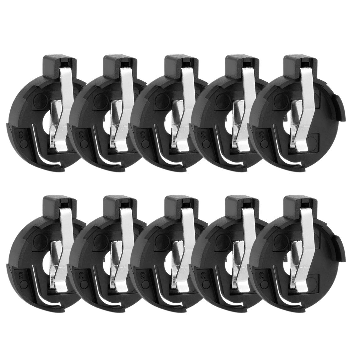 sourcing map CR2016 2025 2032 Coin Cell Button Power Supply Holder Socket Black 10 Pcs