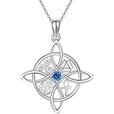 YAFEINI Sterling Silver Witches Knot Pendant Necklace - Celtic Cross Witch Jewelry Amulet Gifts for Women