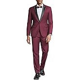 COOFANDY Mens Tuxedo Suit Set Slim Fit 2 Piece One Button Christmas Blazer Jacket Pants for Wedding,Dinner,Prom