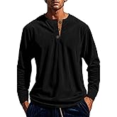 Angbater Casual Men's Corduroy Sweatshirt Long Sleeve Henley Shirts Thermal Button Pullover Sweatshirt