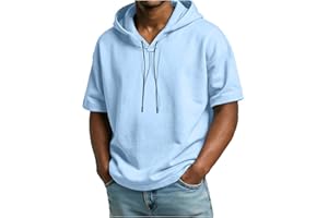 Summer Hoodies for Men Short Sleeve Drawstring Hooded Tshirts Lightweight Breathable Comfy Sweatshirts 2026 Loose Casual Tops