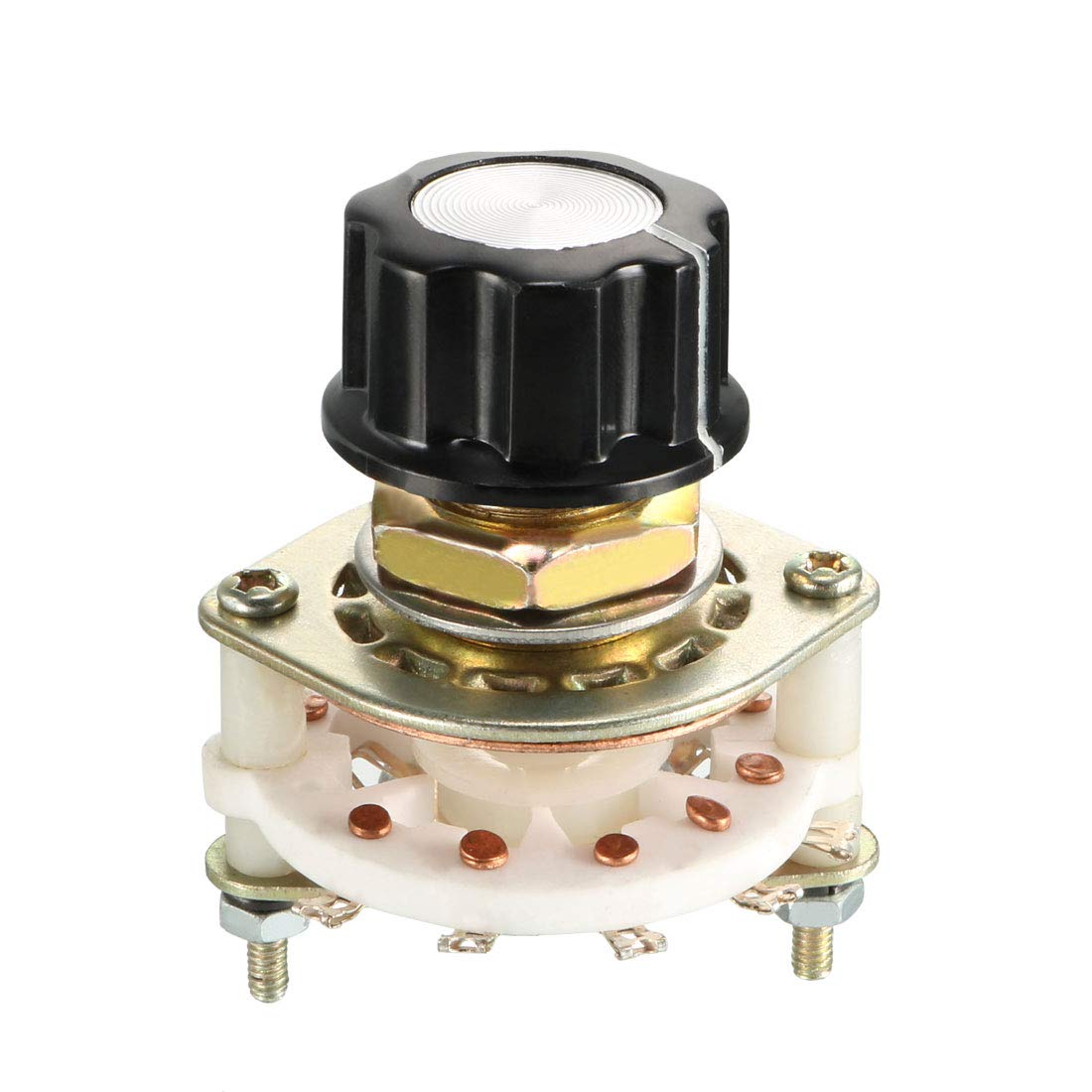 sourcing map 1P10T 1 Pole 10 Throw Single Deck Band Channel Rotary Switch Selector with Plastic Knob
