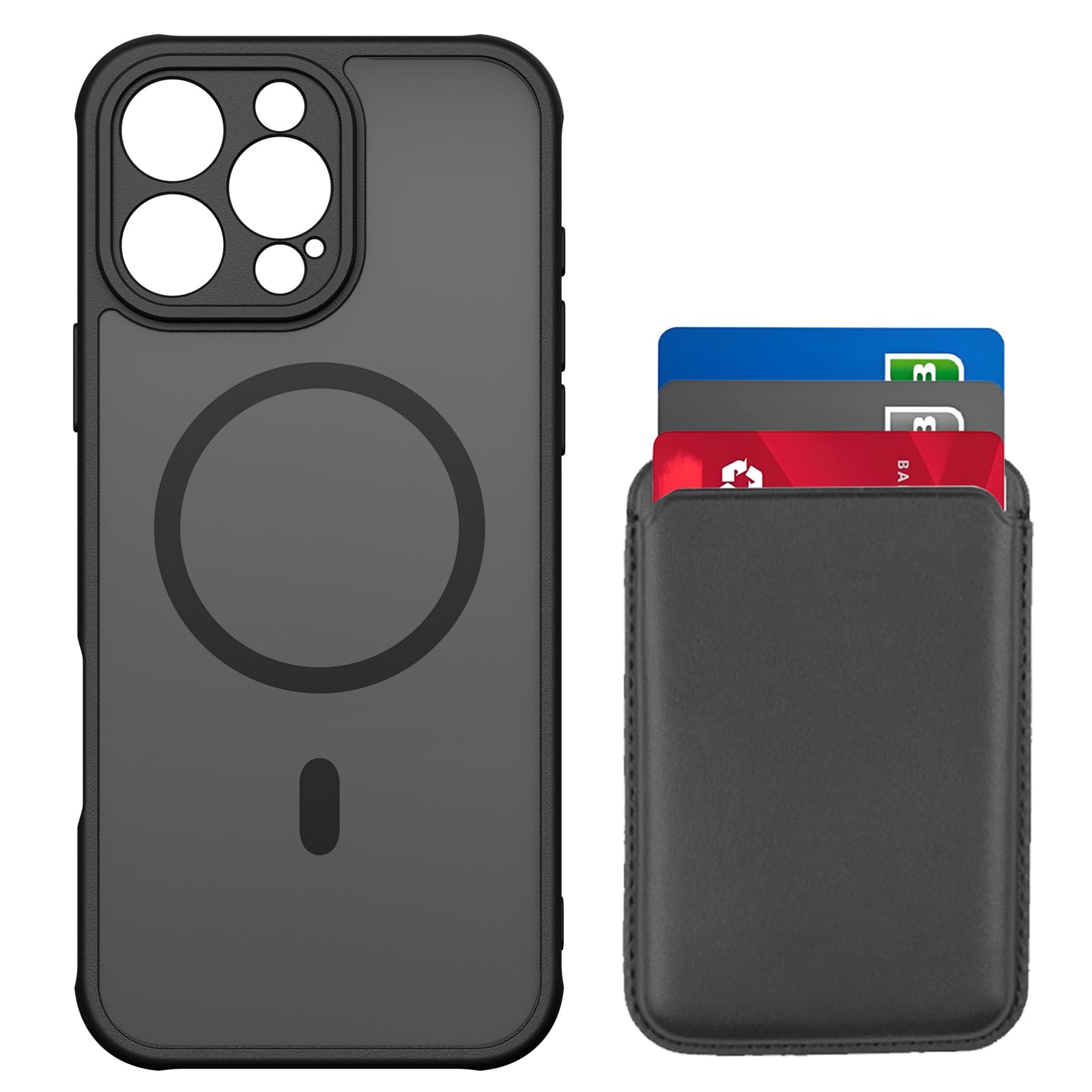 MOOYAACASE Magnetic Wallet for iPhone 16 Plus Case Black, for MagSafe Card Holders and Full Camera Coverage Case 2-in-1, Phone Wallets Cases, Translucent Matte Skin, Military-Grade Protection