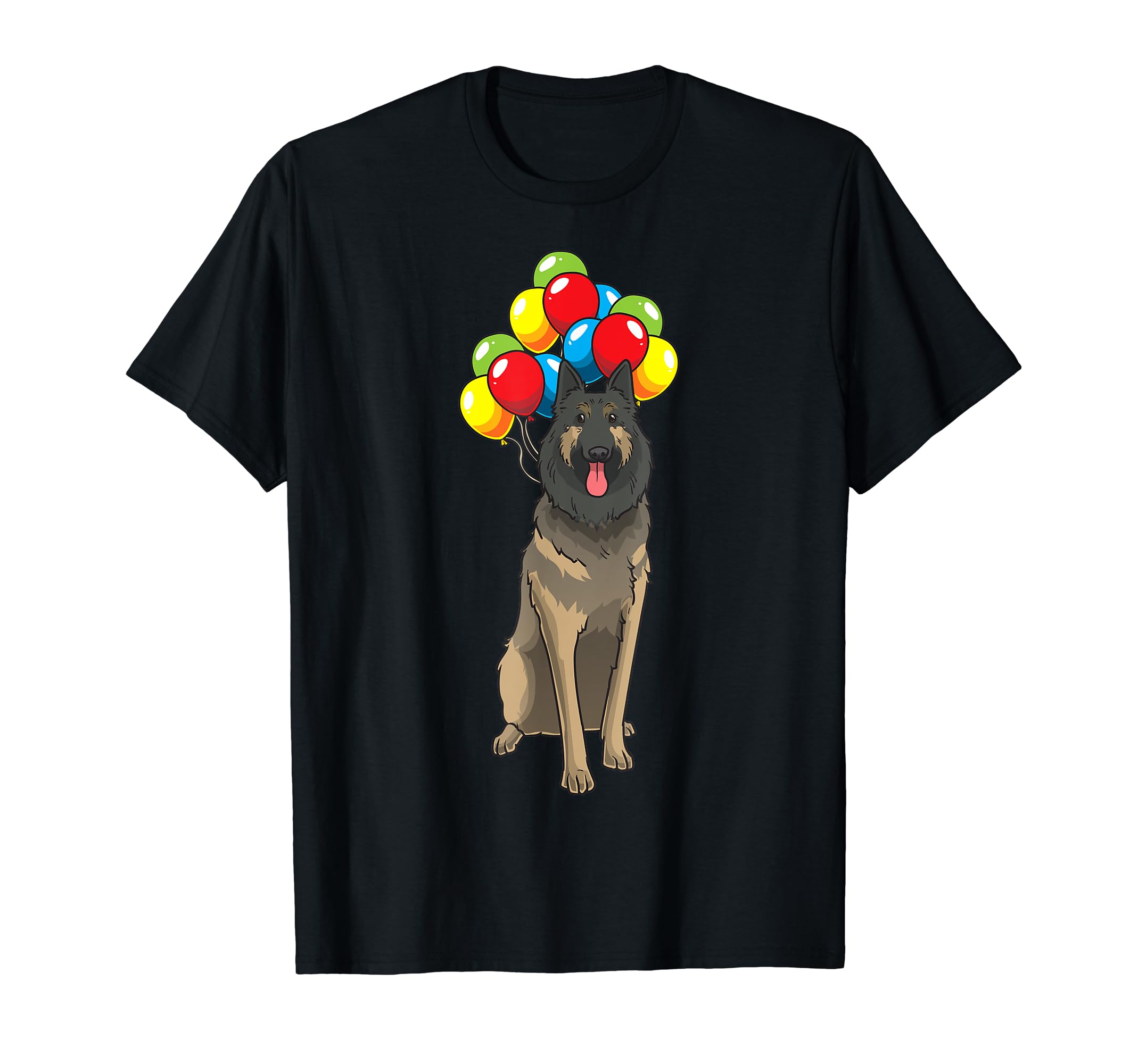 Funny Belgian Shepherd Tervuren Dog With Balloons T-Shirt