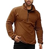 Runcati Mens Fuzzy Fleece Sweatshirt Quarter Zip Pullover Long Sleeve Winter Fall Outdoor Warm Outerwear