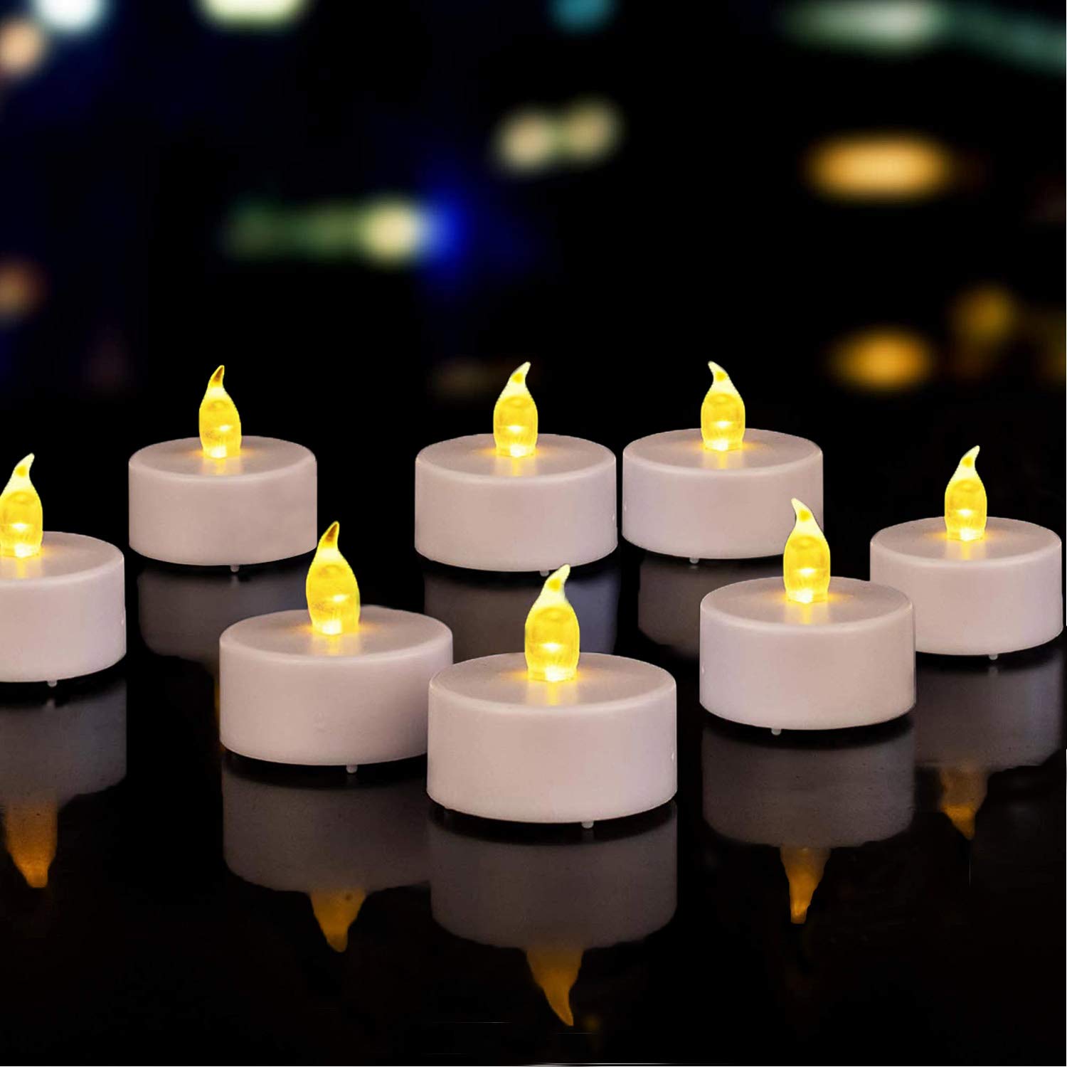 Tappovaly Battery Operated Flameless LED Tea Lights Candles 200 Hours Realistic Flickering Battery Operated Tea Lights Seasonal for Halloween Decoration,Festivals,Weddings（24 Pack Warm Yellow）