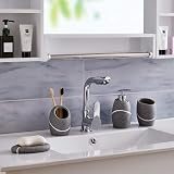 zccz Grey 4-Piece Bathroom Accessory Set Soap Dispenser Toothbrush Holder Tray view 2