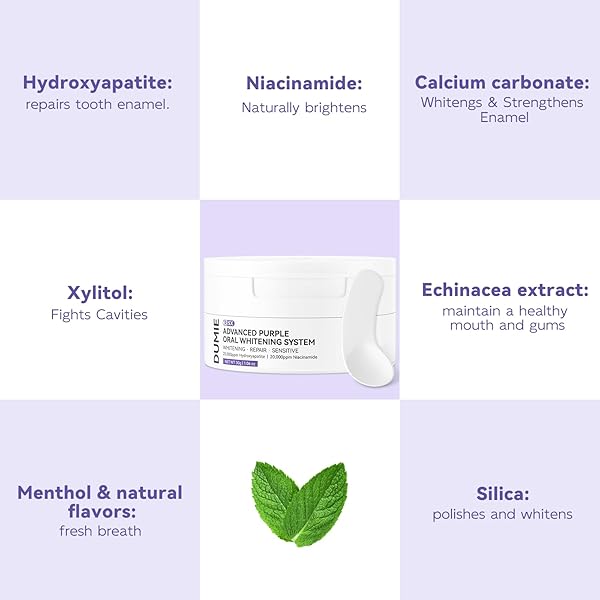 TEETH WHITENING POWDER, REMINERALIZING HYDROXYAPATITE TOOTH POWDER WITH NIACINAMIDE,R5X PURPLE COLOR CORRECTOR FOR INSTANT BRIGHTENING, ENAMEL REPAIR & LONG-LASTING NATURAL WHITE-30G