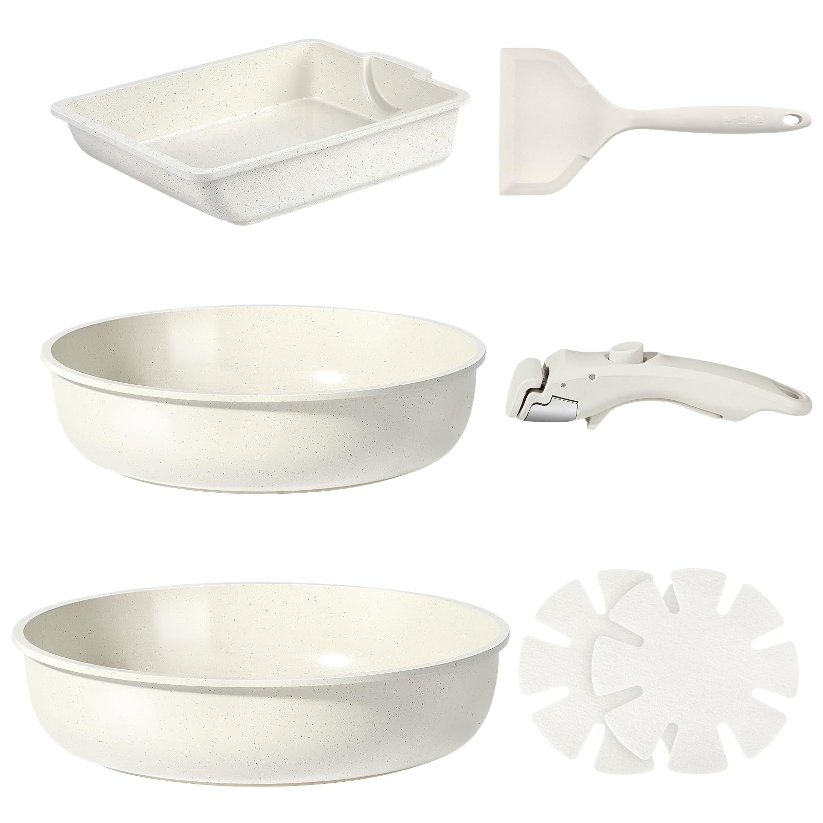 GiPP Ceramic Pots and Pans Set Non Stick, Nonstick Detachable Handle Cookware Sets, Non Toxic Induction Kitchen Pot and Pan with Removable Handle, Healthy RV Cookware, Dishwasher ＆Oven Safe, 7 Piece Image