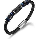 Zillaly Men's Stainless Steel Two-Tone Square Link diamond Bracelet in Black & Blue Ion-Plated Black