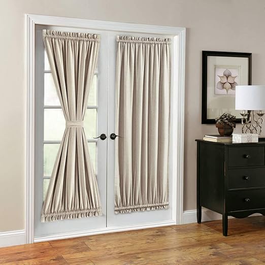 Amazon Com Jinchan French Door Curtain Linen Look Blackout