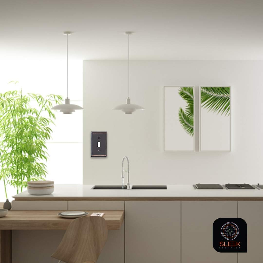Pack of 4 Wall Plate Outlet Switch Covers by SleekLighting | Decorative oil rubbed bronze | Variety of Styles: Decorator/Duplex/Toggle / & Combo | Size: 1 Gang Decorator - - 