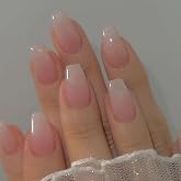 Hkanlre Bling Coffin Press on Nails Fake Nails Tips Full Cover Medium False Gradient Nails for Women and Girls 24PCS (Wihte g