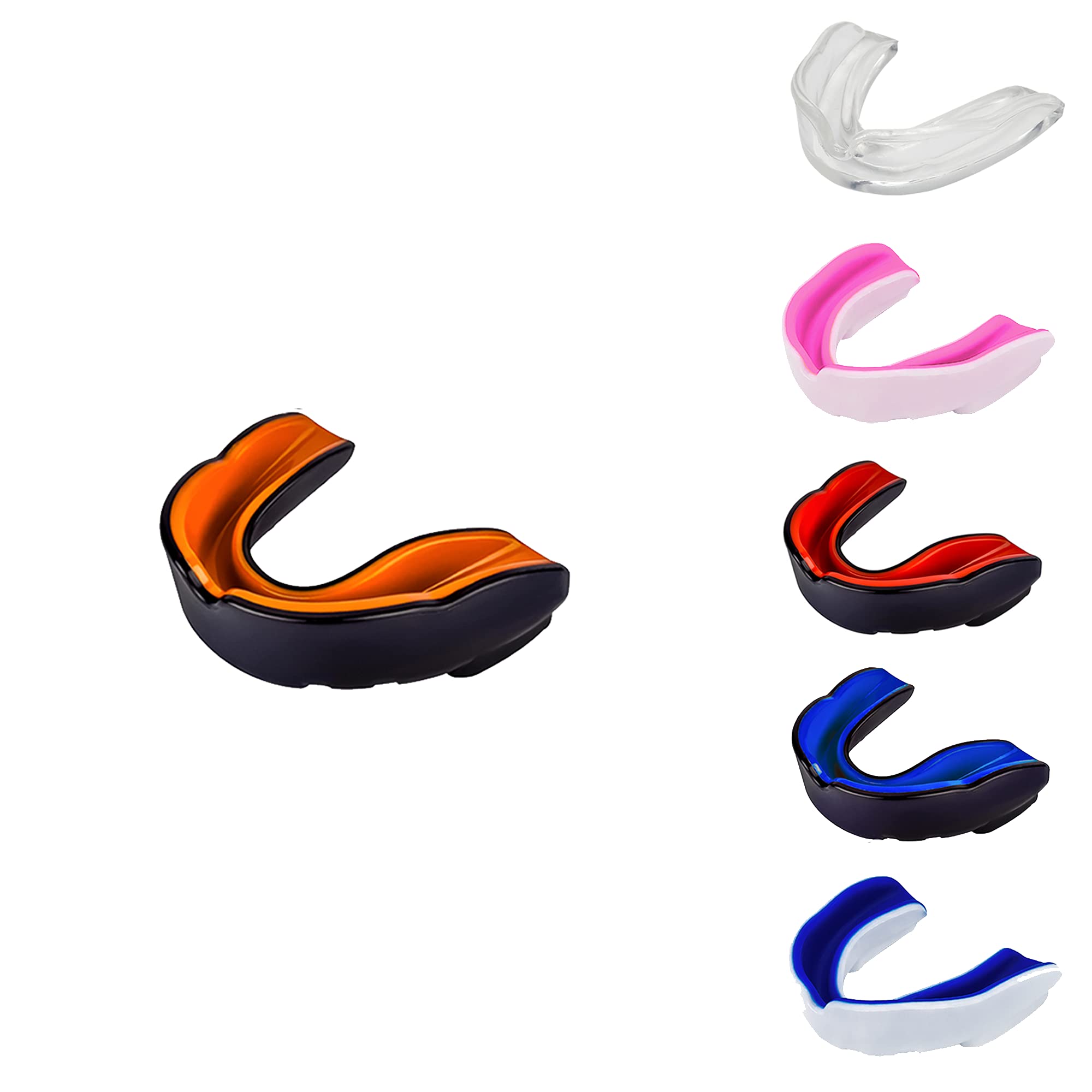 Gum Shield Mouth Guard Adult Youth & Junior Gum Shield for All Contact Sports Mouth Guard Boxing, MMA, Mouthguard Rugby, Football, Lacrosse, Hockey Mouthguard (Orange/Black, Adults Over 11 Years) — image 1