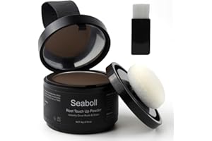 Seaboll Root Touch Up Powder, Instantly Root Cover Up Powder Stain-Proof Hairline Powder for Women & Men Hairline Shadow Powder 0.14 Oz.(B-Medium Brown)