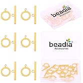 BEADIA 18K Gold Plated OT Toggle Clasps Non Tarnish 10x17mm 12 Pairs for Jewelry Making Findings