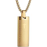 STWTR Spanish Lord's Prayer Necklace for Men Women Stainless Steel Retro Cross Bible Verse Necklace Pendant Jewelry Gift