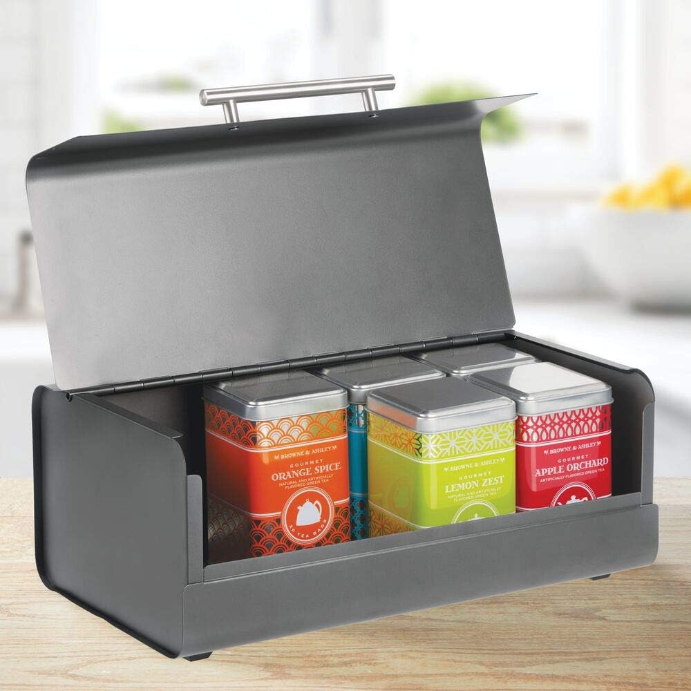 mDesign Kitchen Bread Bin Metal Kitchen Storage Container for Bread
