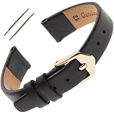 Gilden Ladies 6-14mm Classic Calfskin Flat Black Leather Watch Band F60