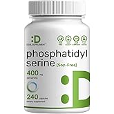 Phosphatidylserine Supplement, 400mg Serving, 240 Capsules – Soy Free Sunflower Lecithin Source