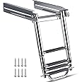 Marinebaby 3-4 Step Ladder Under Platform Slide Mount Boat Boarding Ladder, Telescoping Ladder with a Carry Handle and Mounting Screws, Press-Type Spring Latch (4 Steps)