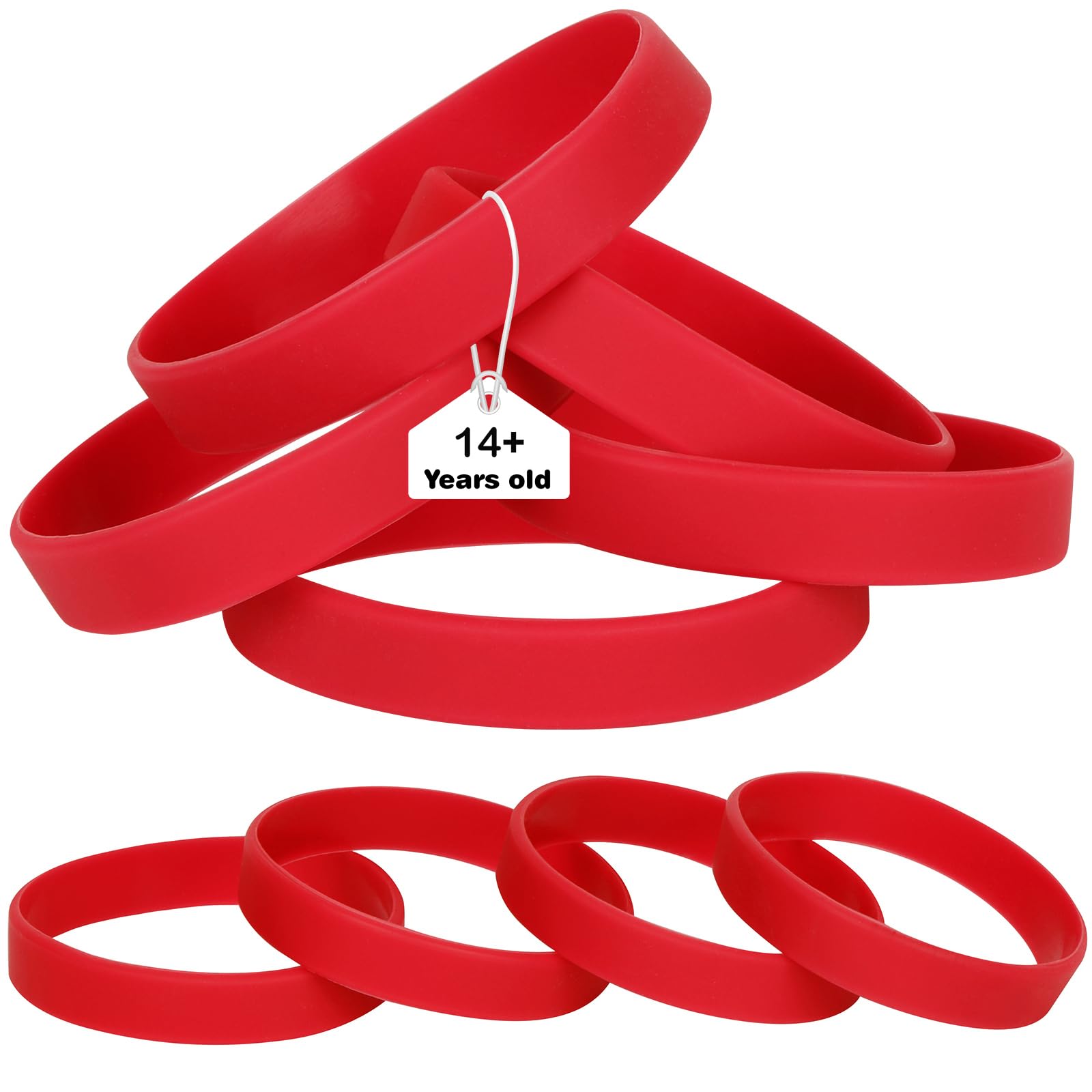 LVNRIDS Red Silicone Elastic Wristbands Rubber Bracelets 25 Pcs for Adult, 20.2 cm Length Coloured Wrist Bands Silicone for Business School Activity Party Events Music Festival