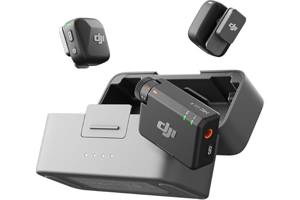 DJI Mic Mini (2 TX + 1 RX + Charging Case), Wireless Lavalier Microphone for iPhone/Camera/Android, Ultralight, Detail-Rich Audio, 48h Use, Noise Cancelling, Automatic Limiting, Vlog, Streaming | 48h Use, Noise Cancelling, Automatic Limiting, Wireless Microphone for Camera/iPhone/Android, Vlog, Streaming