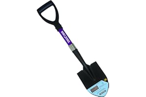HORIJUNKE Beach Shovel, Round Small Head with Wooden D-Handle, Metal Garden Shovel for Gardening, 27 Inches Metal+FiberglassMetal+Fiberglass(Purple)