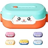 WYGLHLF Cute Bento Box, with Cutlery Set Portable Lunch Box, 700ML Leak-proof 2 Compartment Lunch Container, Reusable Snack Box, Microwave/Dishwasher/Freezer Safe, BPA Free, Snack Container (Red)