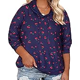 CARCOS Plus Size Hoodies for Women Long Sleeve Pullover Shirts Drawstring Tops XL-5XL
