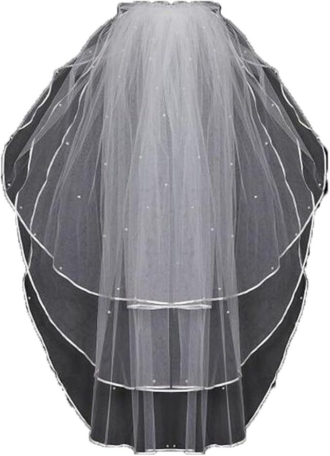 Pearl Veils for Brides Ribbon Edge Tulle Bridal Wedding Veils With Comb Ivory at Amazon Women’s