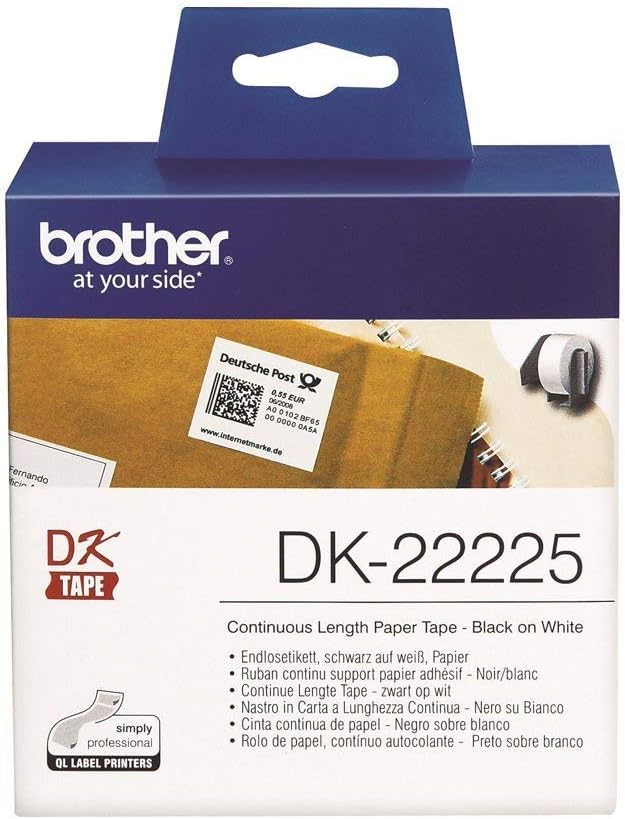 Brother DK-22225, Paper, black on white, Roll (3.8 cm x 30.5 m) 1 roll(s) continuous labels, for Brother QL-1050, QL-1060
