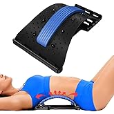 Lumbar Support Board & Back Stretcher - 4-Level Adjustable Cracker for Lower Back Pain Relief, Home Office Use (Blue)