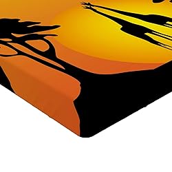 Ambesonne Silhouette Fitted Sheet, Trees Sun