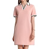 PEHMEA Women's Polo Dress Collared Short Sleeve V Neck Golf Tennis Casual Mini Summer Shirt Dresses with Pockets