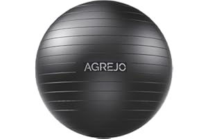 AGREJO Yoga Ball, Exercise Ball for Pilates Stability, Anti-Burst and Slip Resistant for Physical Therapy, Birthing, Stretching & Core Workout, Flexible Seating, Home Gym, with Pump
