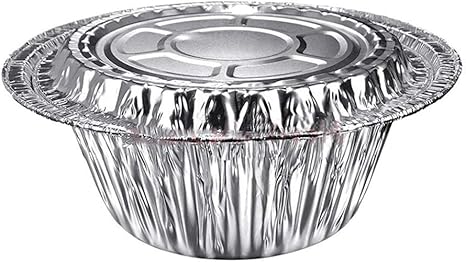 Amazon Co Jp 7 2インチ使い捨てアルミ箔鍋 家庭用 キャンプ お持ち帰り包装アルミ箔パイ鍋 850 Mlの50セットの蓋付きラウンド肥厚スズ箔ボウル ホーム キッチン