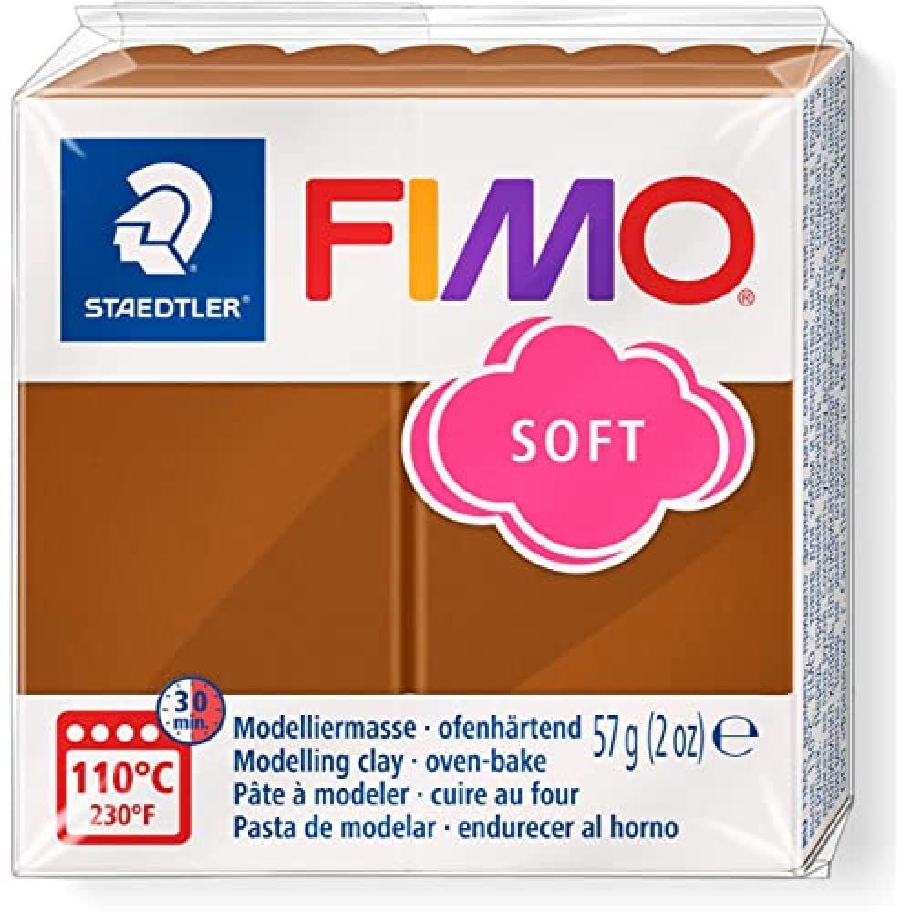 STAEDTLER 8020-7 FIMO Soft Oven-Hardening Polymer Modelling Clay - Caramel (1 x 57g Block)