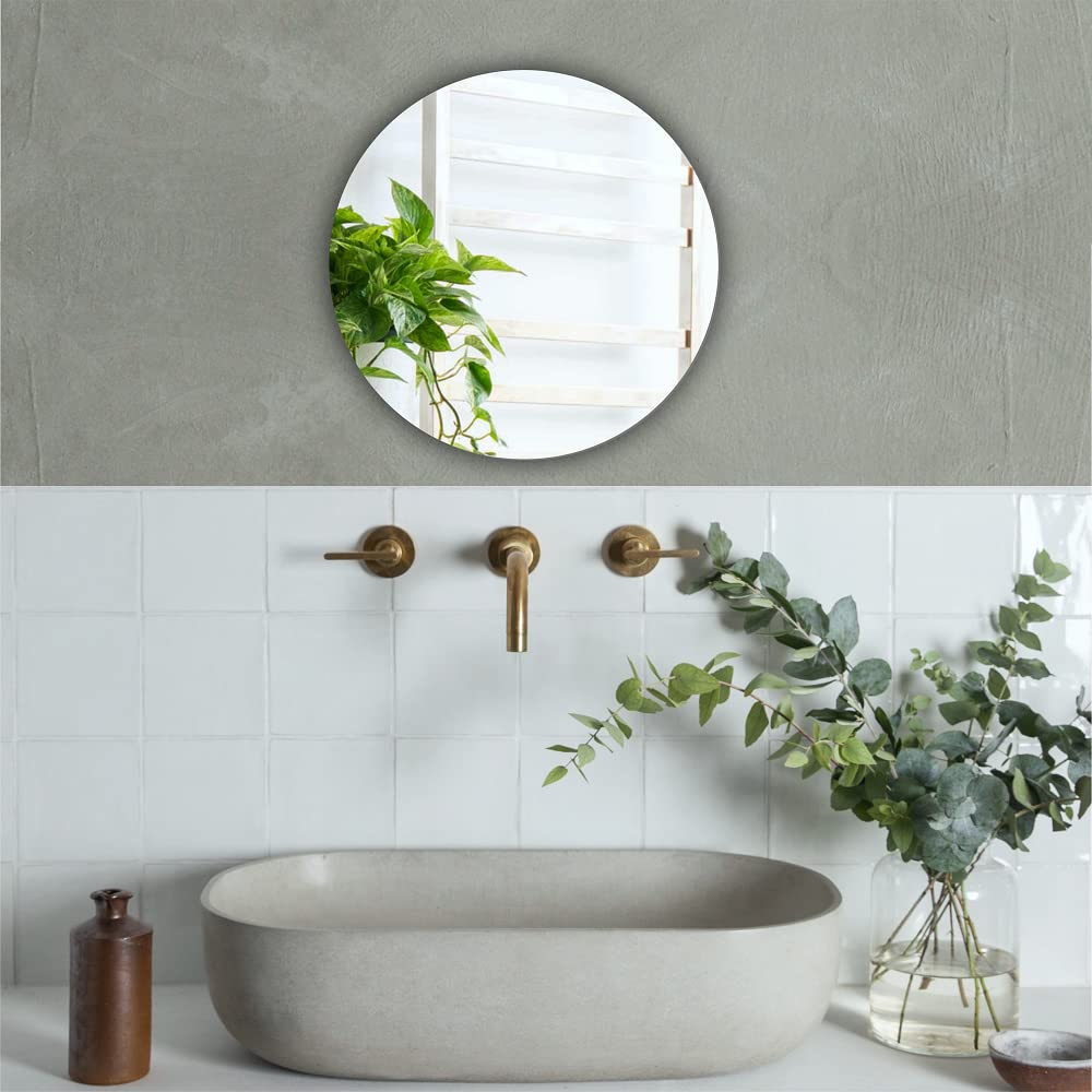 Round Wall Mounted Acrylic Bathroom Mirror: Frameless, Easy to Stick, Strong, Lightweight