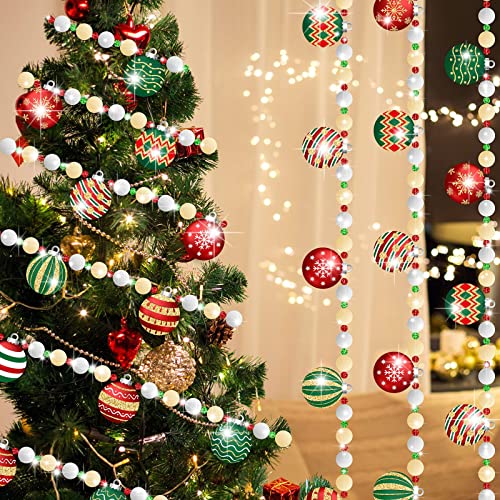 Photo 1 of 16.5ft Christmas Candy Cane Garlands Xmas Peppermint Garland Ornaments for Christmas Tree Glitter Holiday Tree Garland for Christmas Tree Wreaths Home Fireplace Decorations (Ball)