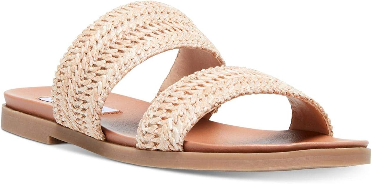 Amazon.com | Steve Madden Womens Dede Open Toe Casual Slide Sandals, Natural Raffia, Size 9.0 