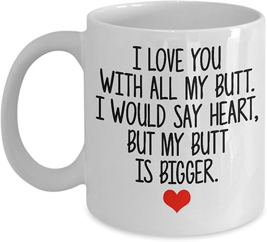 Love You Quote White Ceramic Mug Heart Novelty Cup Valentines Gifts For Him Her