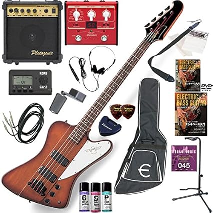 Amazon Epiphone エレキベース 初心者 入門 ギブソン サンダーバード のエピフォン版 マルチエフェクターも入ってる 最強の点セット Thunderbird Iv ベースセット 楽器