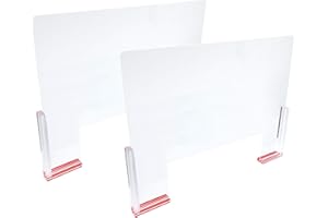 888 DISPLAY USA, INC 888 Display Pack of 2 Elegant Plexiglass Shield Sneeze Guard Finished Corner Edge Design - Elegance with Protection for Reception Desk Checkout Counter Nail Salon Services Office Setting