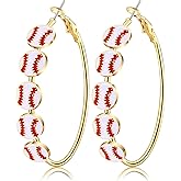 Game Day Earrings for Women Baseball Basketball Soccer Football Hoop Earrings Fashion Sports Jewelry Game Day Outfit Accessories Party Favors Gifts