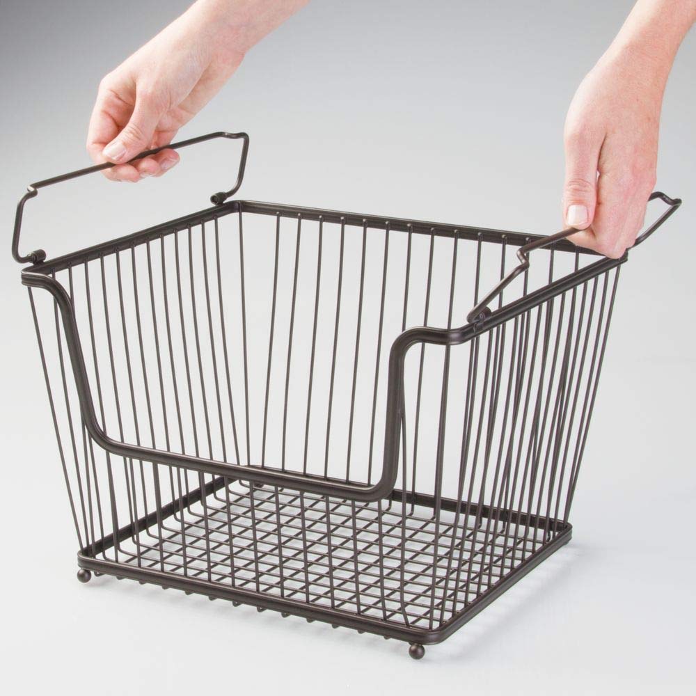 MDesign Modern Stackable Metal Storage Organizer Bin Basket With