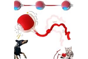 GENERIC Interactive Cat Toys Ball for Indoor Cats, The 3rd - Gen New Automatic Cat Toy, Elastic Tail Rope, Chirps to Mimic Prey & Attract, Automatic Cats/Kitten Toys (Red)