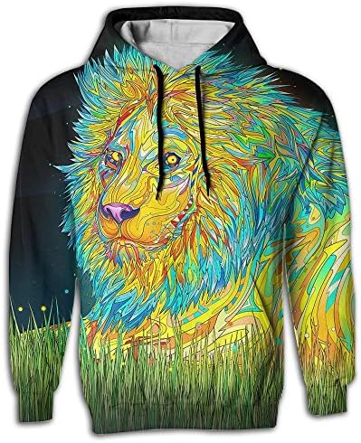 Sweatshirts Lighting Yellow Lion Man Fashion Hoodie Hooded Sweater With Pocket 3D Print XXL