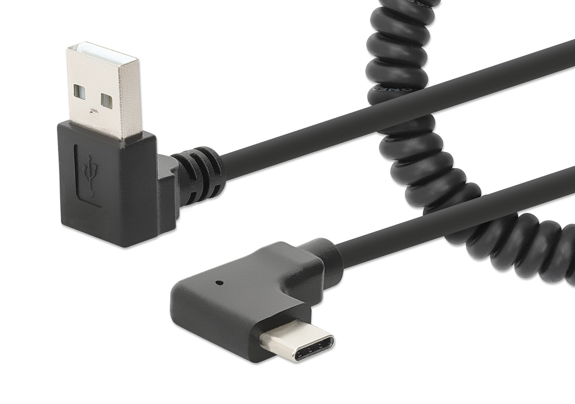 Manhattan Coiled Cable USB-A to USB-C Charger Cable 1 m Black