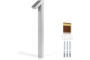 YIPLED 5 Inch House Numbers for Outside, Metal Address Number 1 - Modern Design, Weather-Resistant Silver Powder Coated Finish, No Fading (Silver)